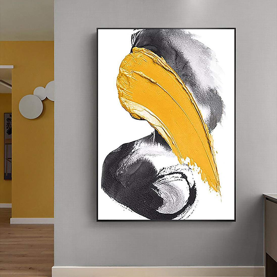 Coups de pinceau jaune par Couteau à palette art mural minimalisme Peintures à l'huile